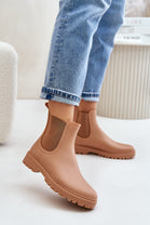 WOMENS KHAKI SLIP ON RAIN BOOTS SHOES