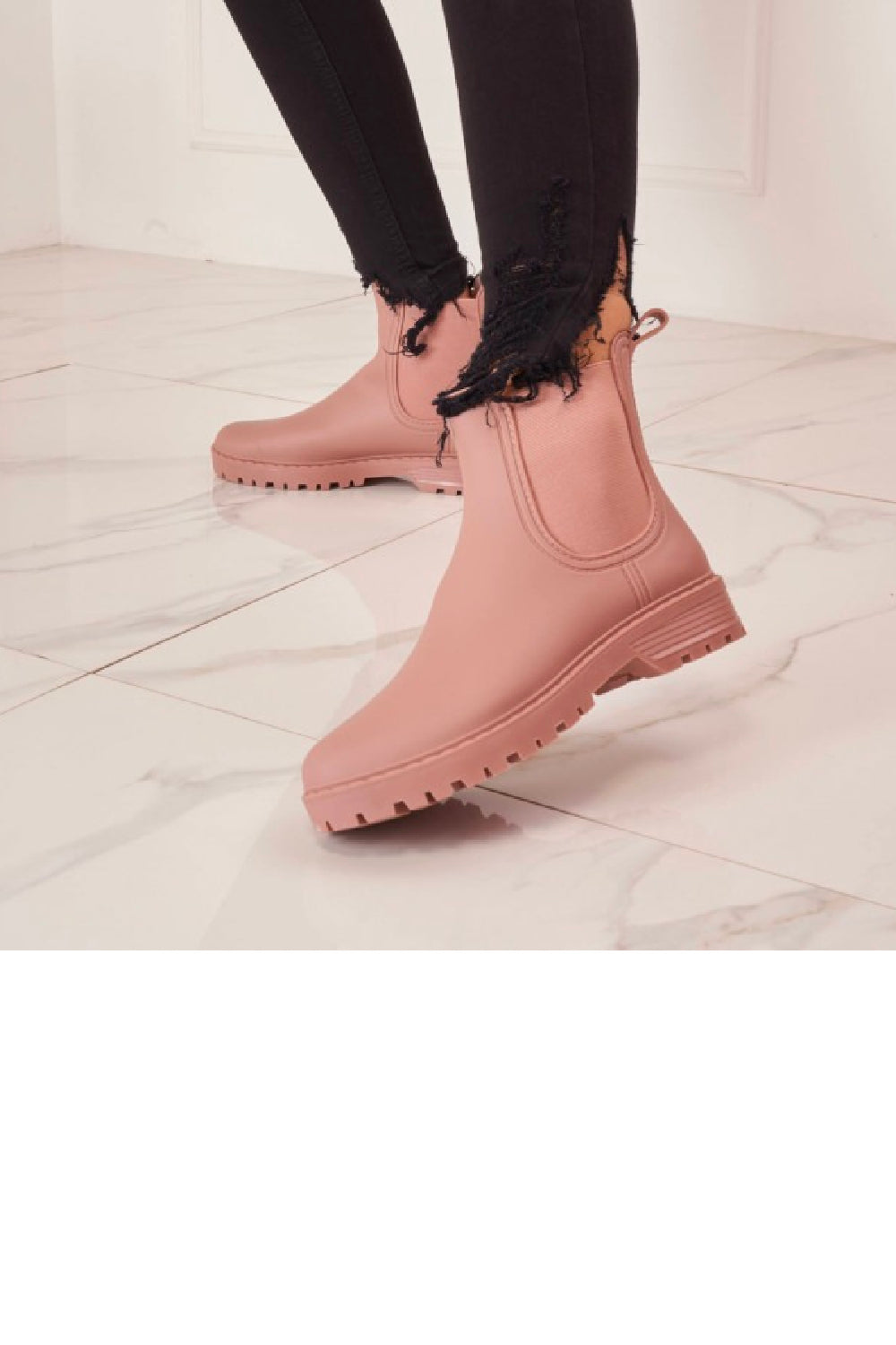 WOMENS PINK SLIP ON RAIN BOOTS SHOES