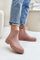 WOMENS PINK SLIP ON RAIN BOOTS SHOES