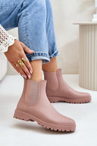 WOMENS PINK SLIP ON RAIN BOOTS SHOES