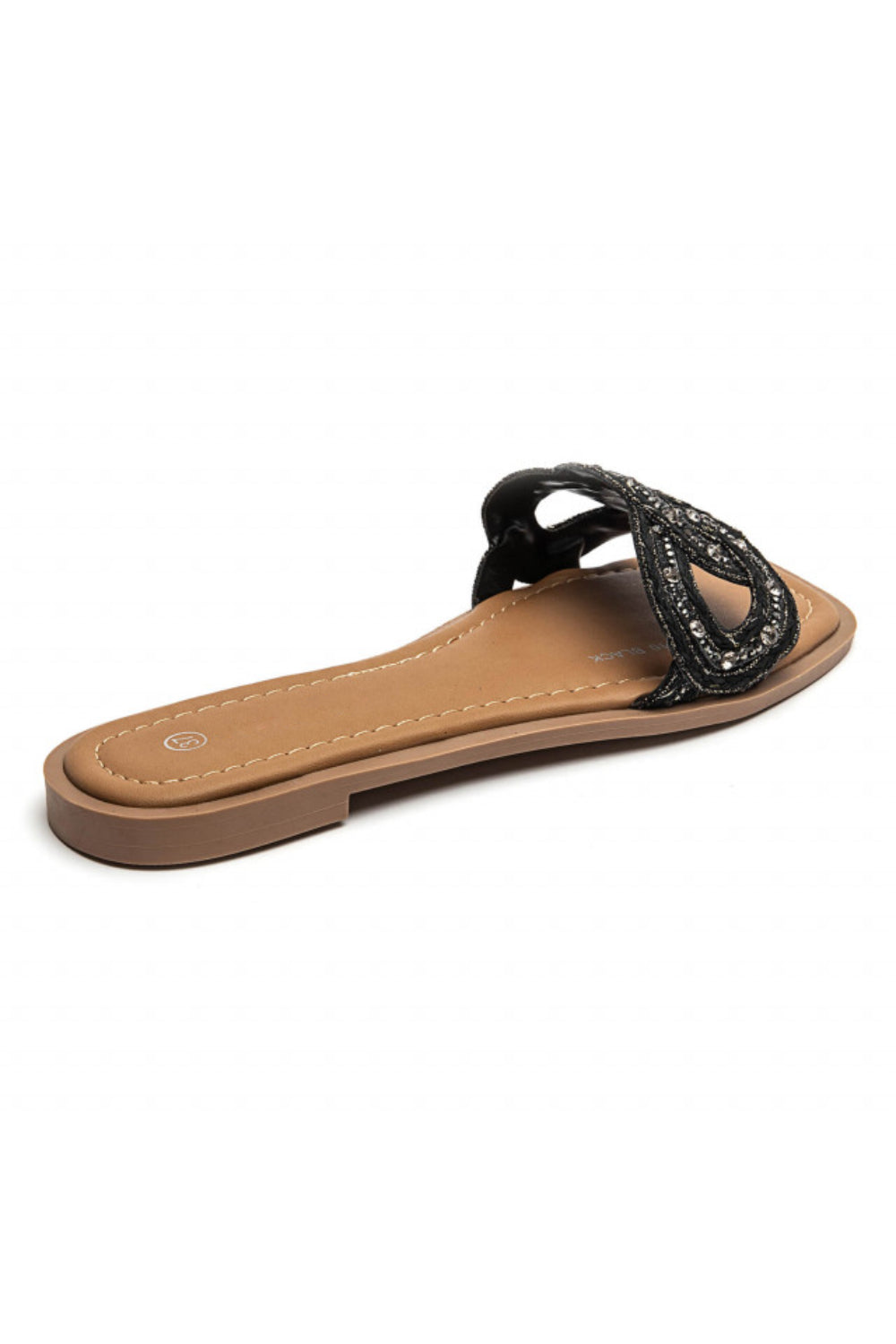 Black Diamnte Flatform Cut Out Slide Sandals