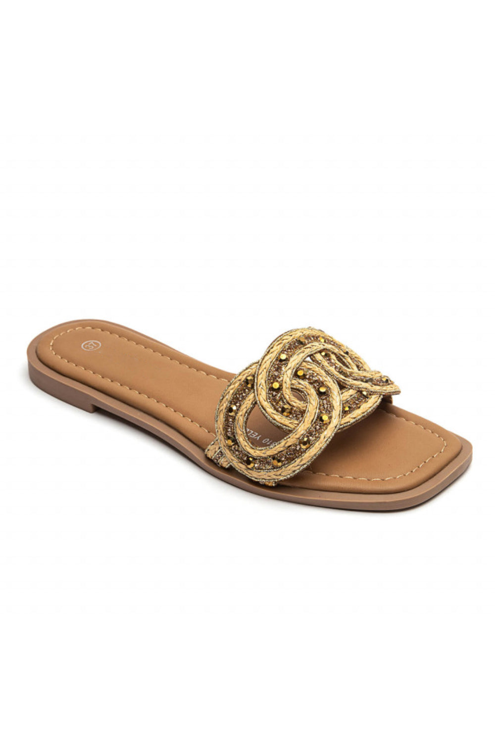 Gold Diamnte Flatform Cut Out Slide Sandals
