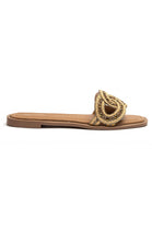 Gold Diamnte Flatform Cut Out Slide Sandals