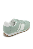 ROUND TOE SIDE LINE STRIPPED DETAILED GUM SOLE TRAINERS IN GREEN