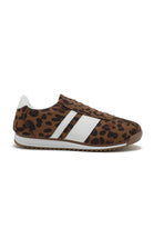 ROUND TOE SIDE LINE STRIPPED DETAILED GUM SOLE TRAINERS IN LEOPARD