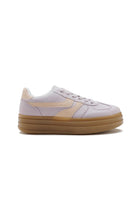 PURPLE PLATFORM FAUX SUEDE LACE UP GUM SOLE TRAINERS