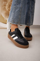 BLACK WHITE LACE UP CHUNKY SIDE DETAIL DESIGNER SNEAKERS TRAINERS