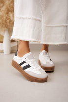 WHITE BLACK LACE UP CHUNKY SIDE DETAIL DESIGNER SNEAKERS TRAINERS