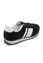 ROUND TOE SIDE LINE STRIPPED DETAILED GUM SOLE TRAINERS IN BLACK