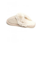 Beige Knit Faux Fur Lined Cosy Mule Slippers