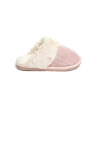 Pink Knit Fabric Faux Fur Lined Cosy Winter Slippers