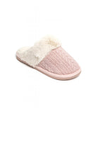 Pink Knit Fabric Faux Fur Lined Cosy Winter Slippers