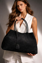 Wholesale Premium Black Suede Slouchy Shoulder Bag