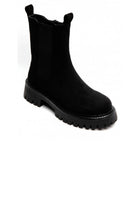 Women’s Chunky Lug-Sole Black Suede Chelsea Boots