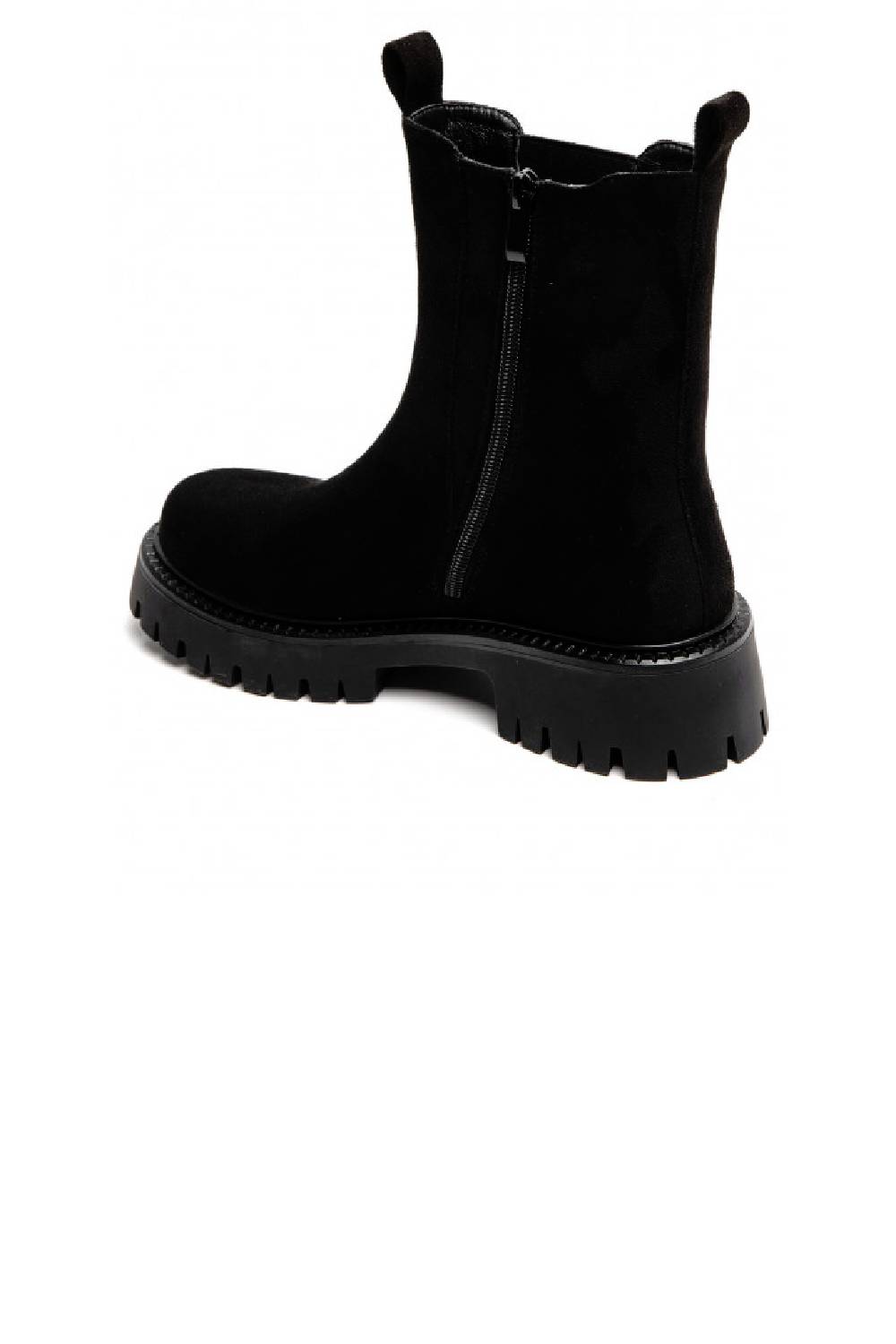 Women’s Chunky Lug-Sole Black Suede Chelsea Boots