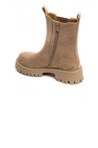 Women’s Chunky Lug-Sole Khaki Suede Chelsea Boots