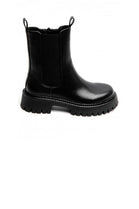 Women’s Chunky Lug-Sole Black Pu Chelsea Boots