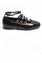 Women's Black Patent Multi-Buckle Mary Jane Flats