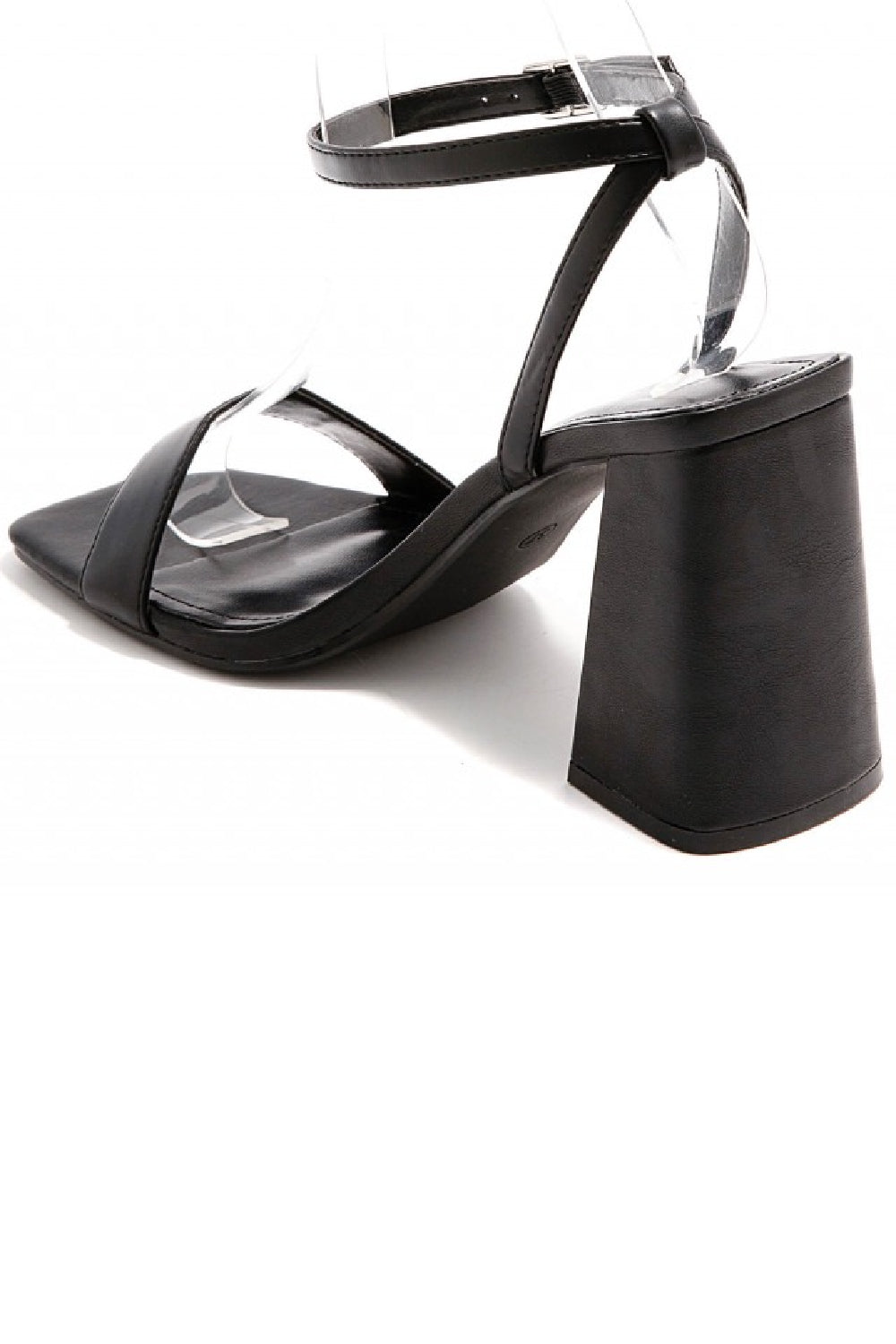 BLACK BLOCK HEELED STRAPPY PARTY SANDALS
