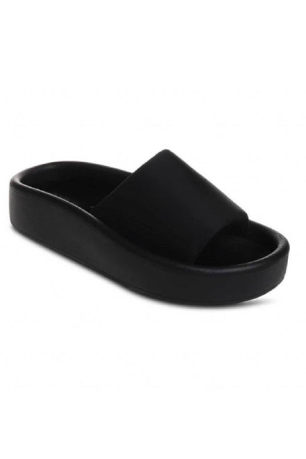Black Chunky Sole Rubber Slides