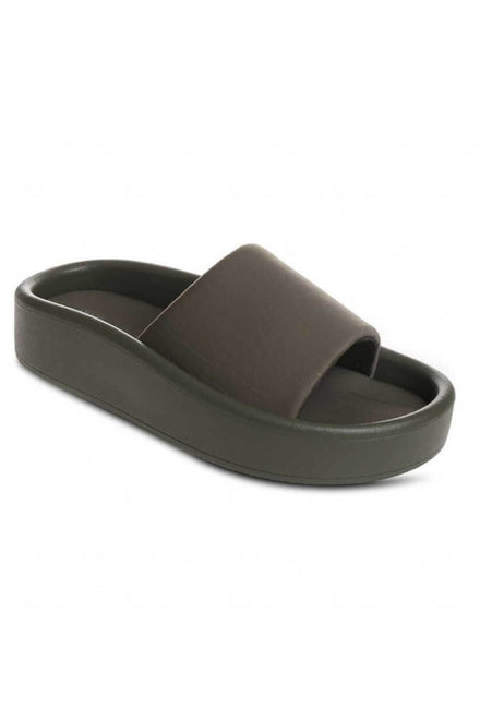 Olive Chunky Sole Rubber Slides