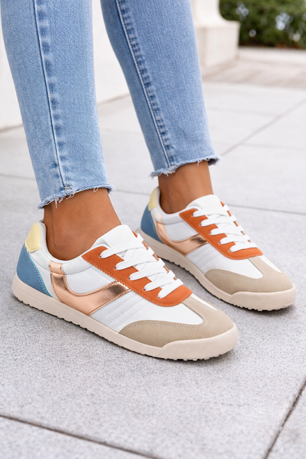 Multi Colour Classic Lace Up Retro Runner Trainers