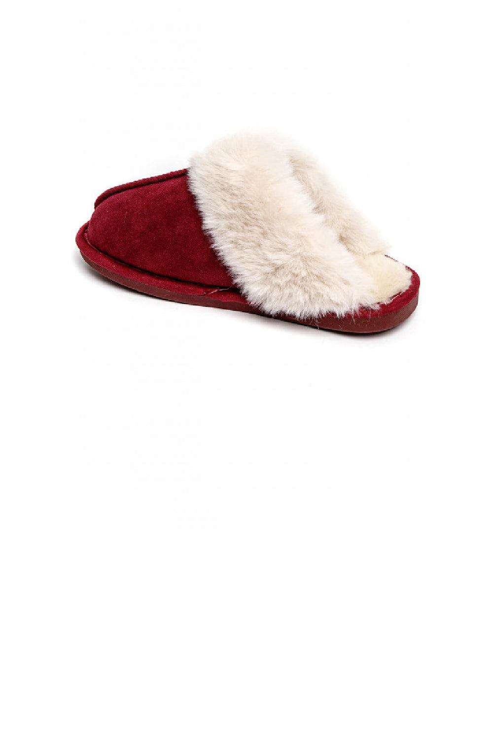 WINE RED FAUX FUR LINED COSY WINTER SLIPPERS