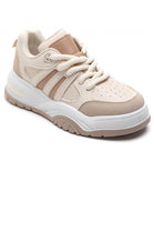 KHAKI LACE UP FLAT CHUNKY FASHION SNEAKERS TRAINERS