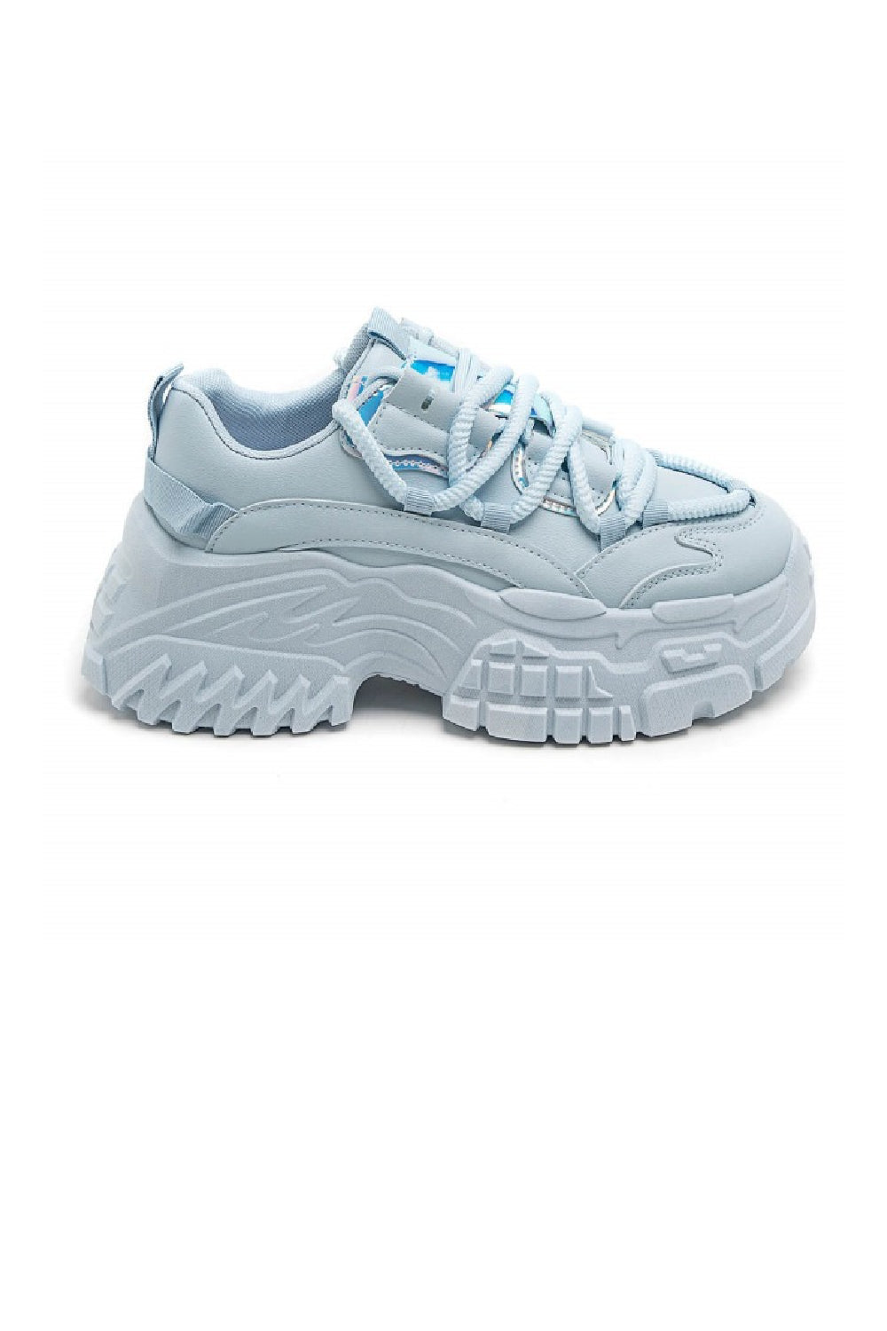 BLUE CHUNKY PLATFORM LACE UP SNEAKERS TRAINERS