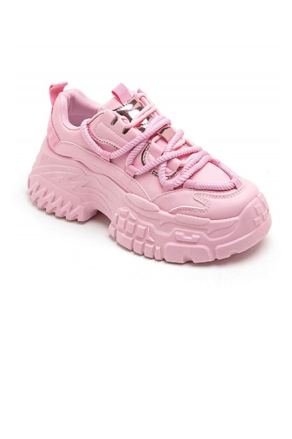 PINK CHUNKY PLATFORM LACE UP SNEAKERS TRAINERS