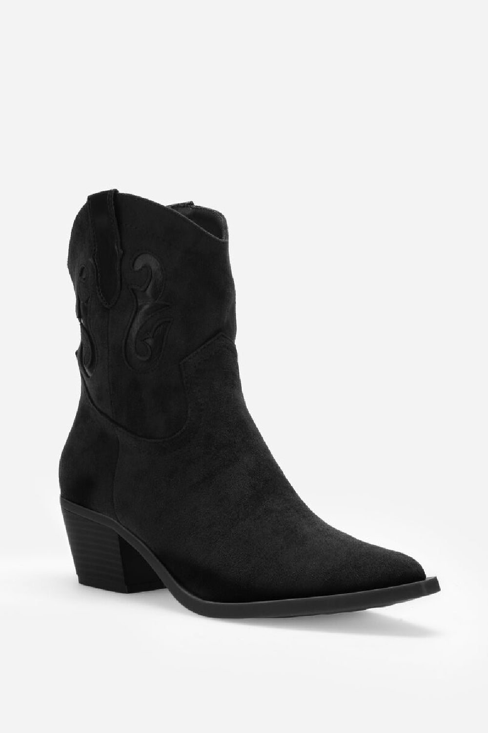 BLACK DESIGNER WESTERN COWBOY ANKLE BOOTS