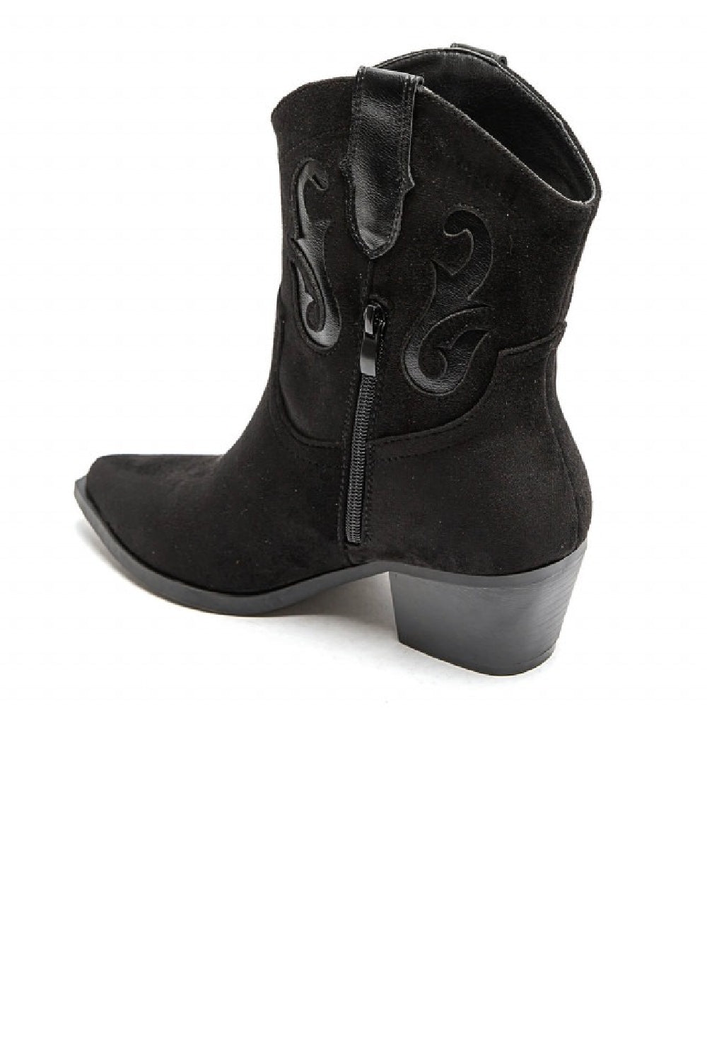 BLACK DESIGNER WESTERN COWBOY ANKLE BOOTS