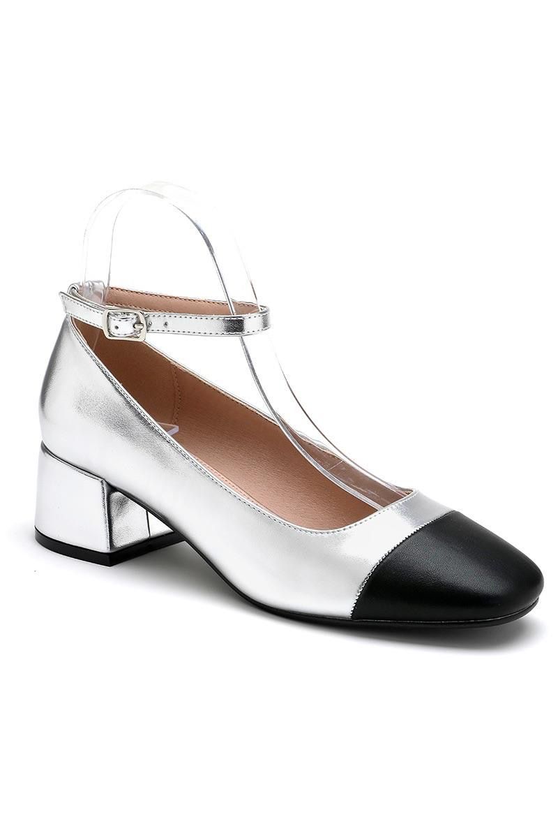 SILVER FAUX LEATHER CLOSED TOE MARRY JANE BLOCK HEELS No Doubt Shoes SILVER FAUX LEATHER CLOSED TOE MARRY JANE BLOCK HEELS No Doubt Shoes