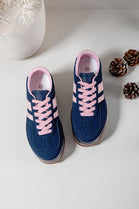 NAVY LACE UP CHUNKY PLATFORM SIDE DETAIL SNEAKER TRAINERS