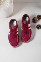 WINE LACE UP CHUNKY PLATFORM SIDE DETAIL SNEAKER TRAINERS