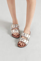 WHITE WESTERN MULTI STUDDED BUCKLED SANDALS