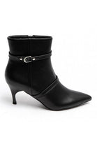 Black Pu Buckle Detail Kitten Heel Ankle Boots | wholesale