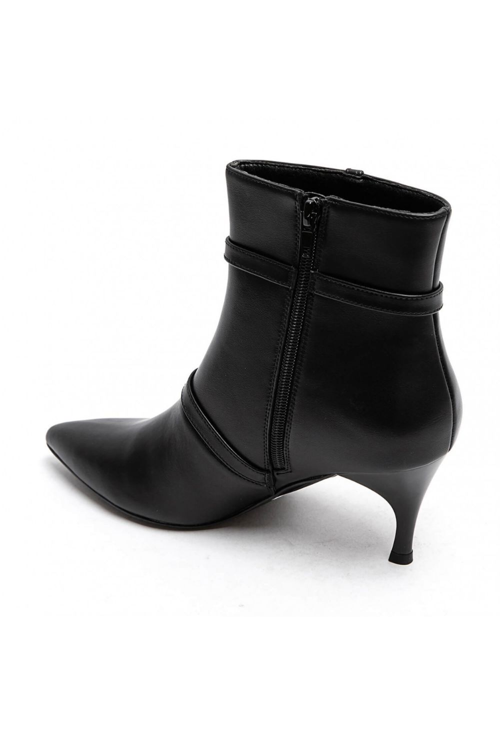 Black Pu Buckle Detail Kitten Heel Ankle Boots | wholesale