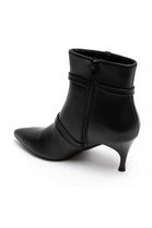 Black Pu Buckle Detail Kitten Heel Ankle Boots | wholesale