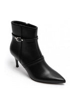 Black Pu Buckle Detail Kitten Heel Ankle Boots | wholesale