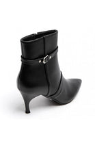 Black Pu Buckle Detail Kitten Heel Ankle Boots | wholesale