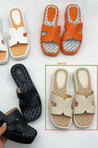 BEIGE CUT OUT DETAIL LOW WEDGE FLAT SLIP ON SUMMER FLATFORM SANDALS