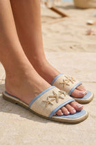 Metallic Starfish Canvas Blue Sliders – Premium Summer Footwear