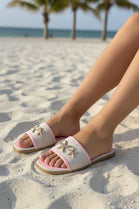 Metallic Starfish Canvas Pink Sliders – Premium Summer Footwear