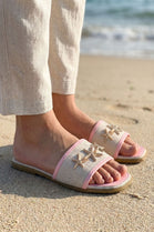 Metallic Starfish Canvas Pink Sliders – Premium Summer Footwear