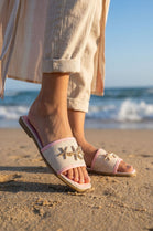 Metallic Starfish Canvas Pink Sliders – Premium Summer Footwear