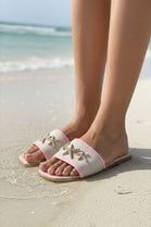 Metallic Starfish Canvas Pink Sliders – Premium Summer Footwear