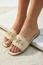 Metallic Starfish Canvas Gold Sliders – Premium Summer Footwear