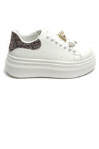 Women’s Multi Colour Glitter Tab Platform Trainers with Gold Bee Charm & Heart Lace Detail