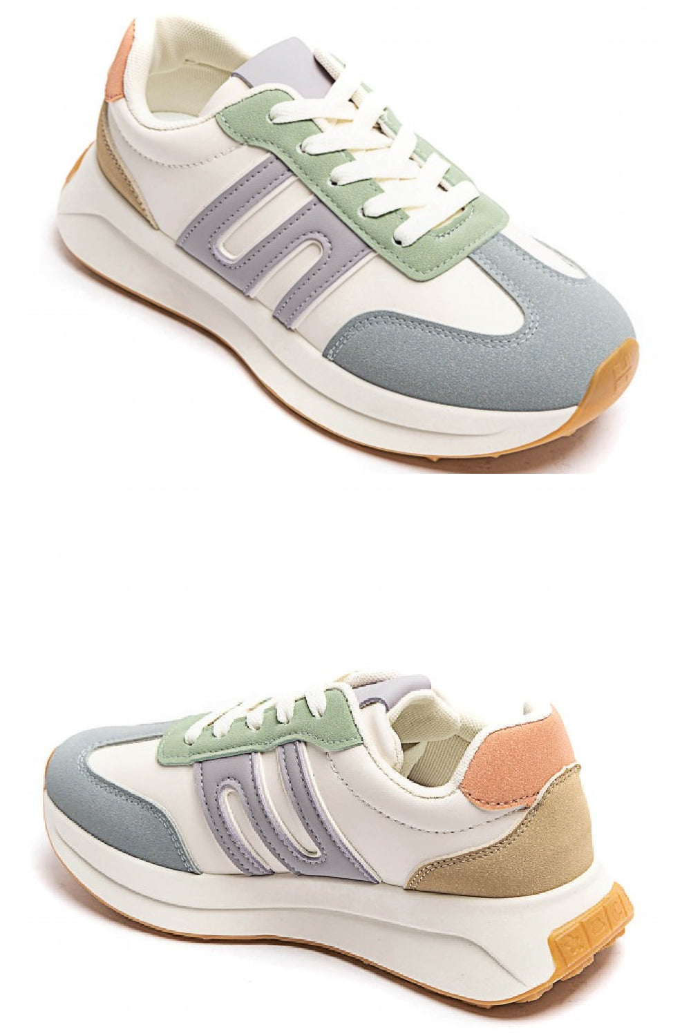 BLUE MULTI COLOUR LACE UP SIDE DETAIL DESIGNER TRAINERS – No Doubt Shoes